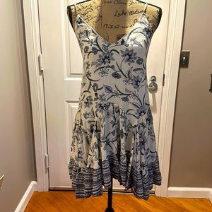 Blue and white floral Pookie and Sebastian sundress Size Small